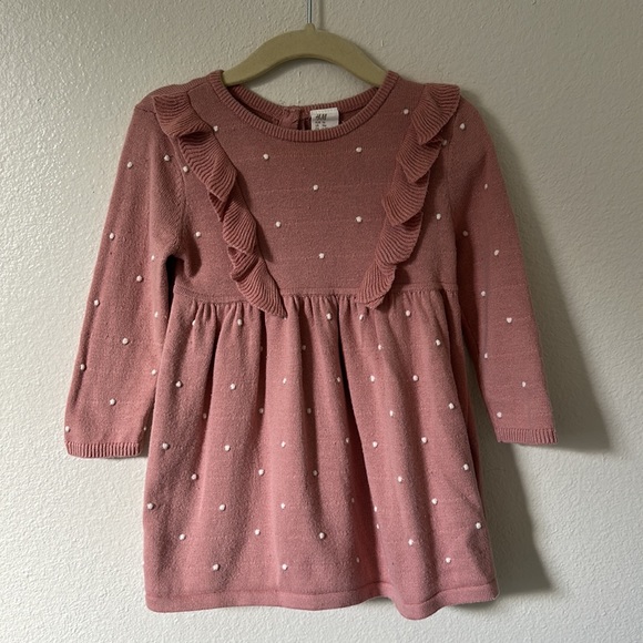 🌸 Pink Knit Dress + Faux Fur Vest + Bow Set (3-Piece) – Size 6-9M - Picture 3 of 11